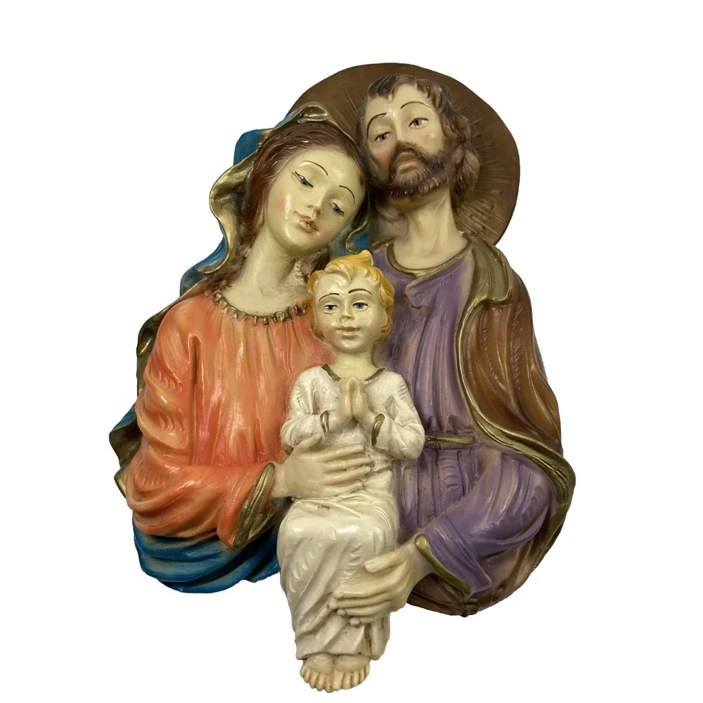 Vtg religious Holy Family Plaster Wall Hanging 3D‎ religious cottagecore